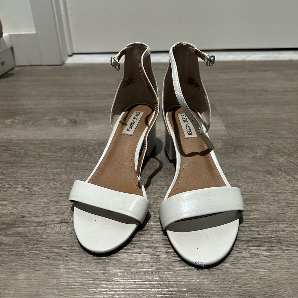 Steve Madden Women's Irenee Heeled Sandal, White, Size 9